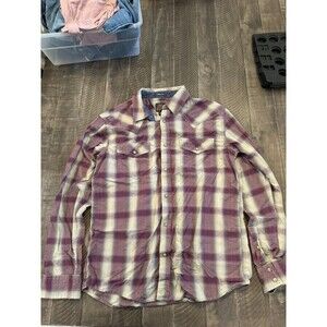 Moon Shine Spirits Brad Paisley Pearl Snap Shirt Mens M‎ Red Plaid Western